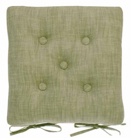 Chambray Olive buttoned seat pad